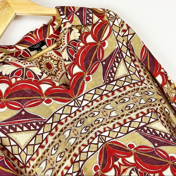 Talbots Silk & Linen Red Brown Art to Wear Tunic Top 10P Office Business - Picture 7 of 7